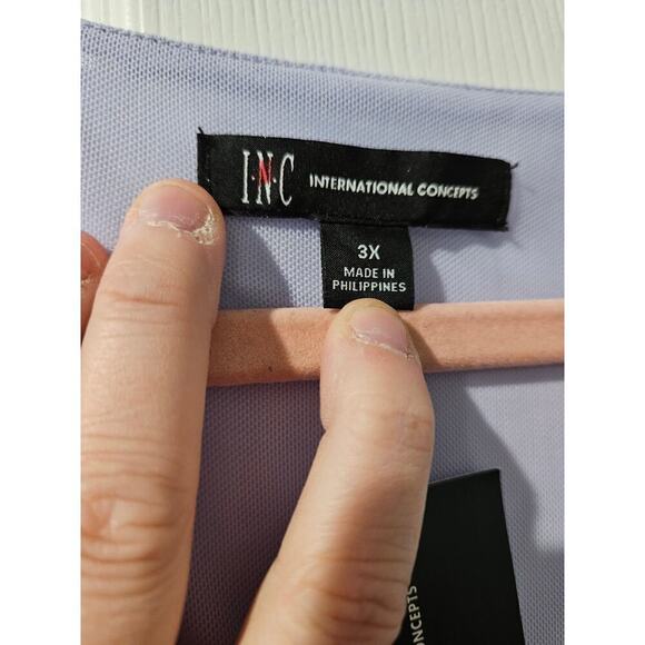 INC International Concepts Plus Size Mesh Peplum Top Light Amethyst 3X NWT - Picture 3 of 8